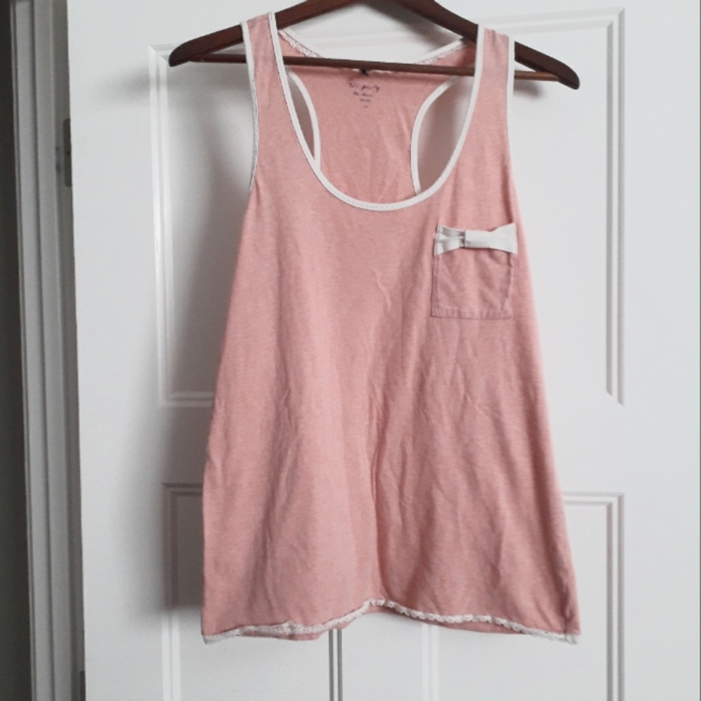 Kensie Blush Racerback Tank Top with White Trim